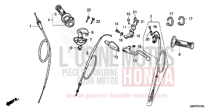 COMMUTATEUR/CABLE de CR85R "Grandes Roues" EXTREME RED (R292) 2007